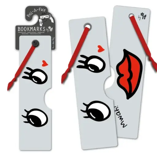[5035393162085] Pull - a - Face Bookmarks - Love