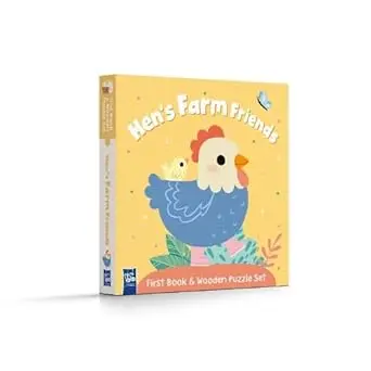 First book and wooden puzzle set - Hen's farm friends