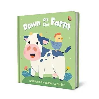First book and wooden puzzle set - Down on the farm