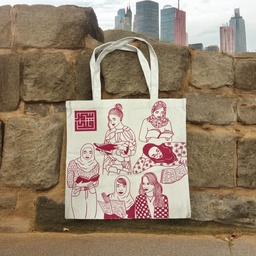 [ST01020020002] Women Pink Illustration Tote Bag