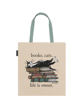[9780593896396] Books. Cats. Life is Sweet. Tote Bag