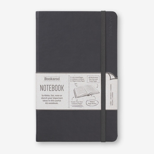 [5035393432034] Bookaroo Notebook (A5) Journal - Black