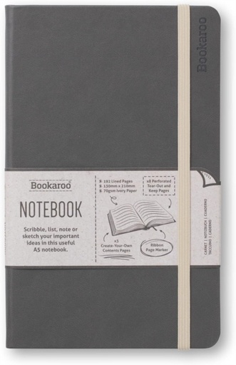 [5035393432331] Bookaroo Notebook (A5) Journal - Charcoal