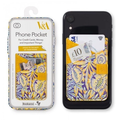 [5035393493011] V&A Bookaroo Phone Pocket - Morris Tulip & Willow